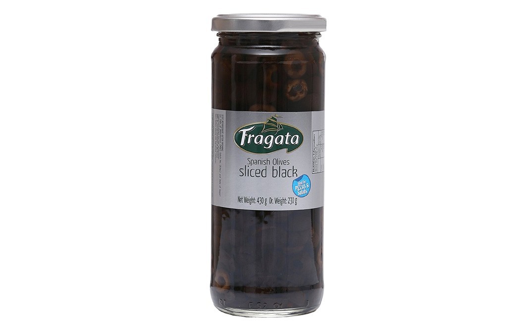 Fragata Spanish Olives Sliced Black   Glass Jar  430 grams